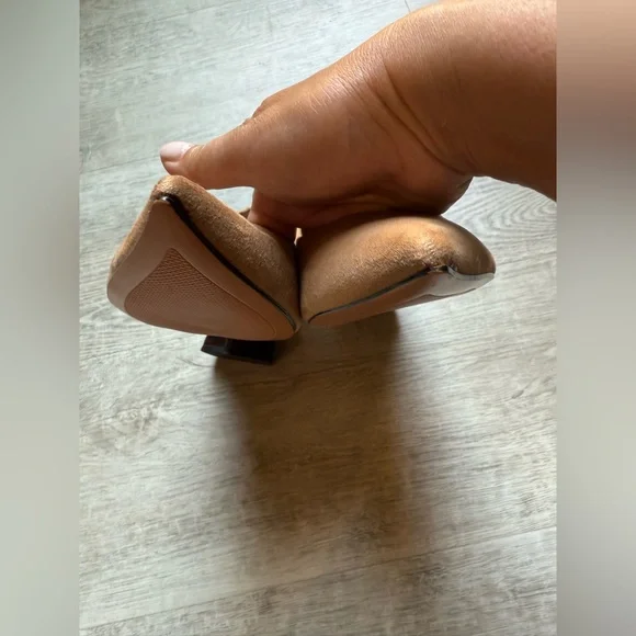 Zara Pointed Toe Faux Suede Tortoise Block Heel Pumps Size 39 (8.5) - Picture 7 of 10